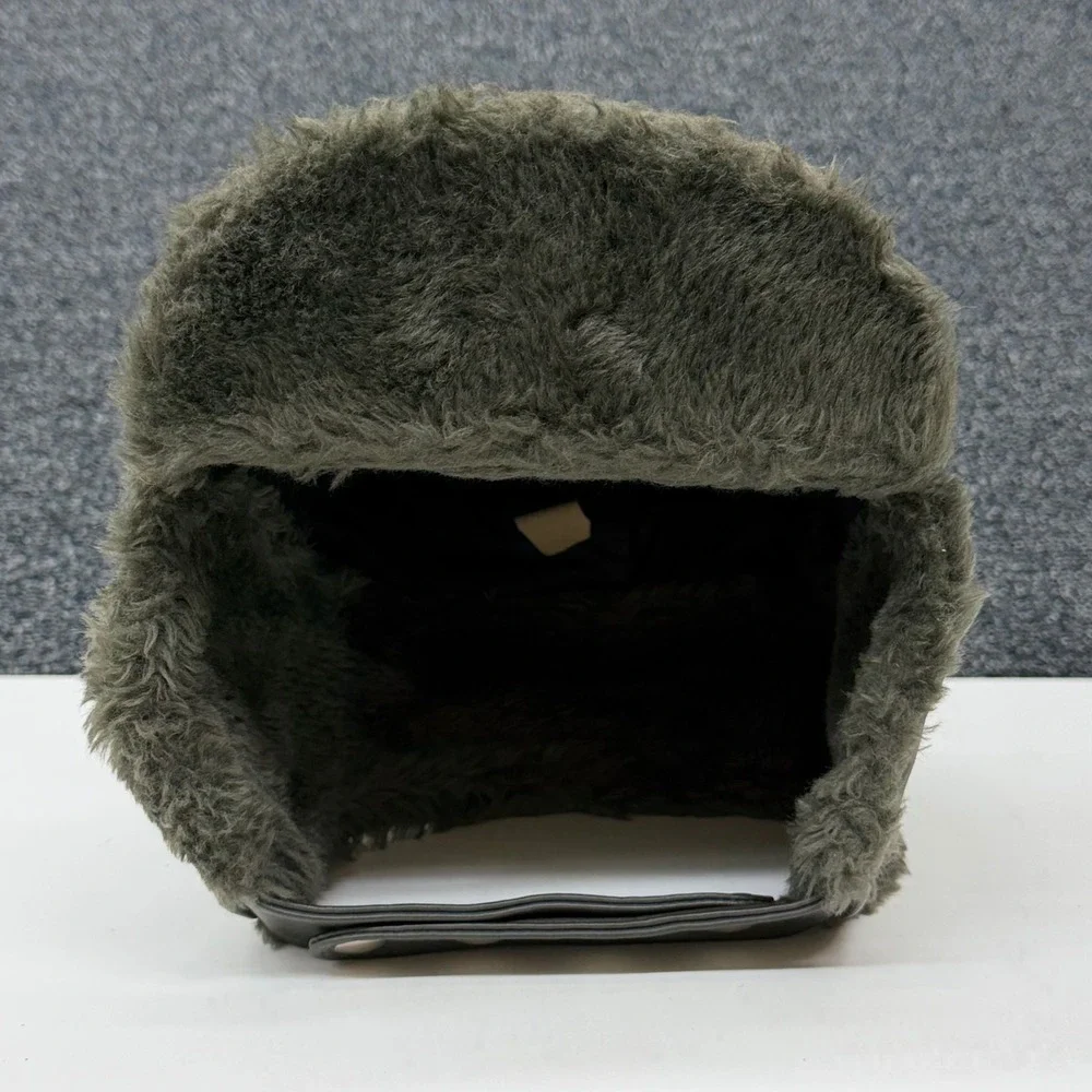 Vintage Genuine Trooper‎ Cap Mens 7 1/4 Olive Green Faux Leather Trapper Hat Hat